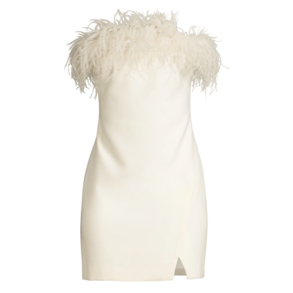 LIKELY Katy White Feather Mini Dress Wedding Bridal Cocktail Size 6